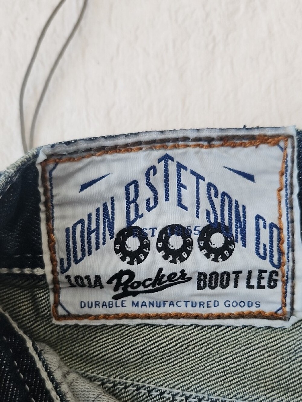 Stetson Men's Rocks Fit Bootcut Denim Jeans Thick Stitch Frayed X Size 38x38 - Picture 2 of 15